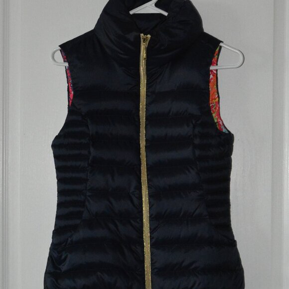 Lilly Pullitzer Allie Packable Midnight Puffer Down Feather Filled Vest XS - Picture 5 of 8